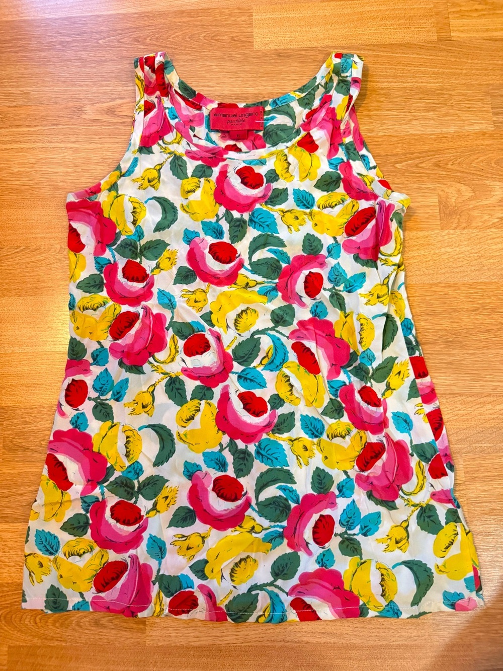 Emanuel Ungaro Floral Sleeveless Tank Top - Pink, Yellow & Teal